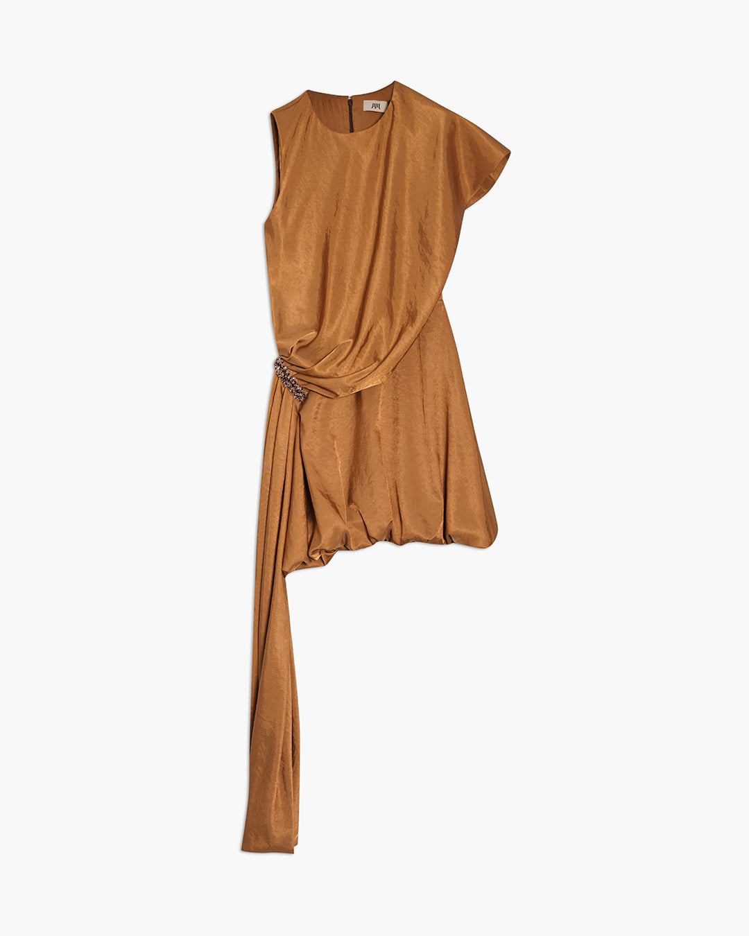 Draped short dress with jewel application