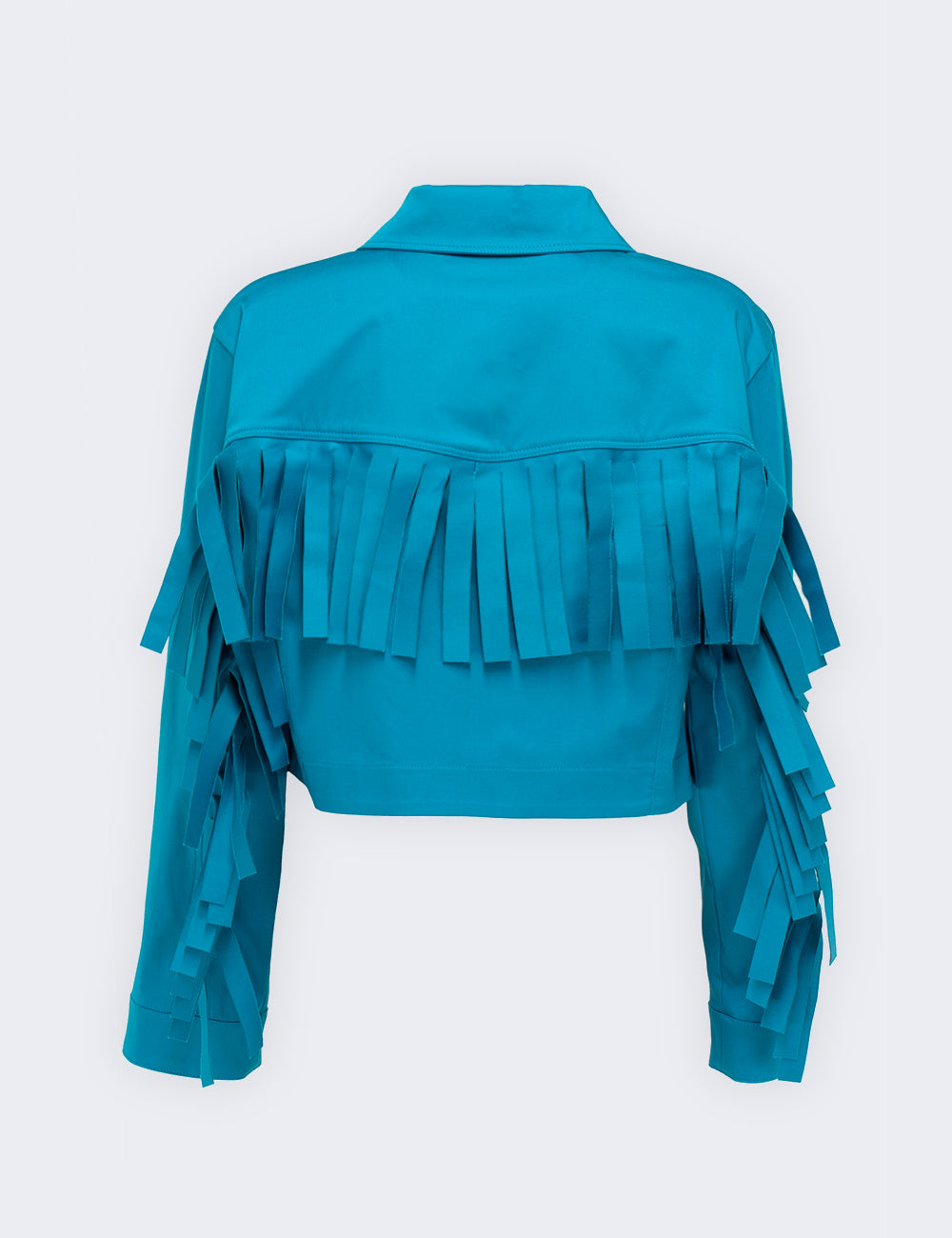 Cropped jacket with fringes
