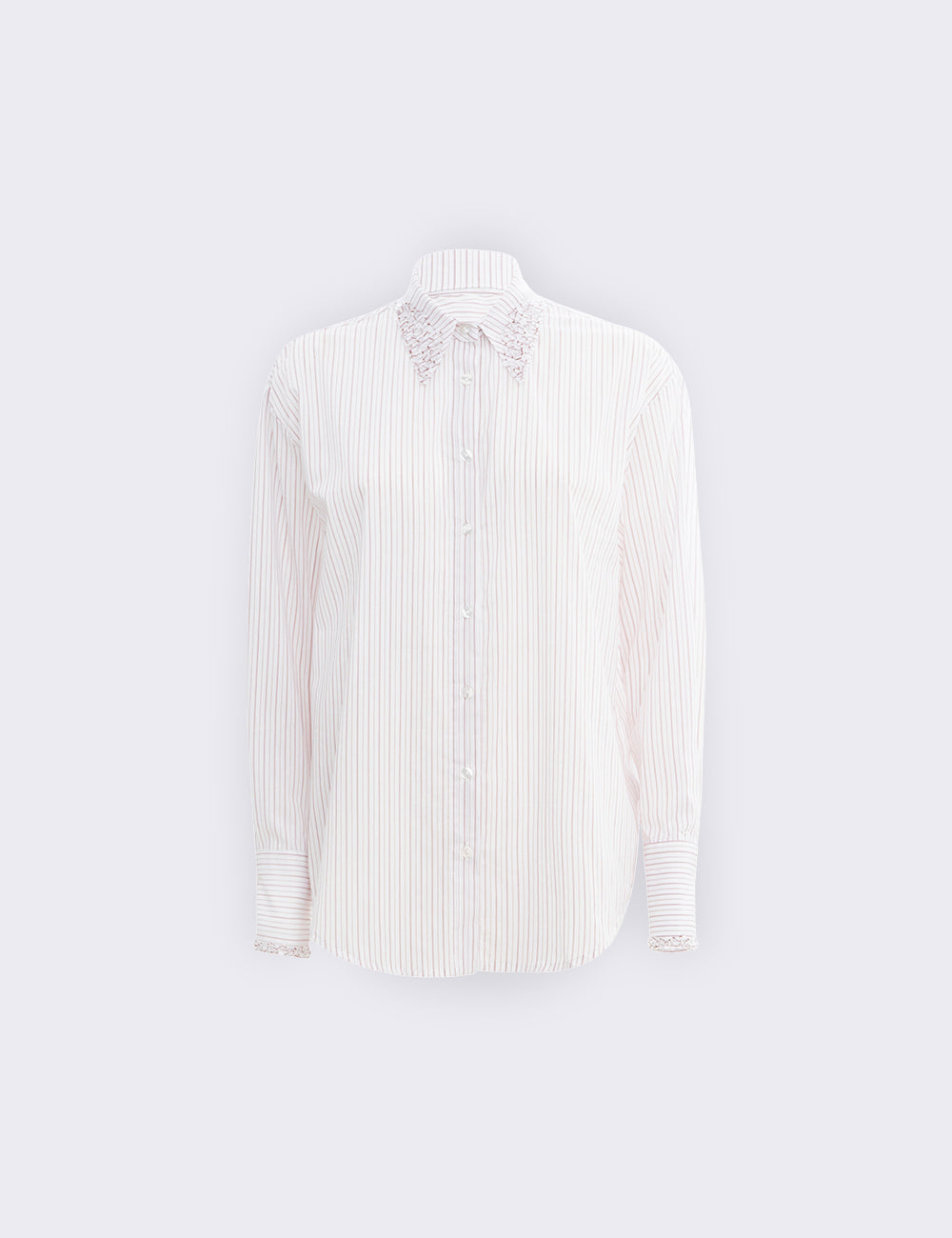 Striped shirt with embroidered collar