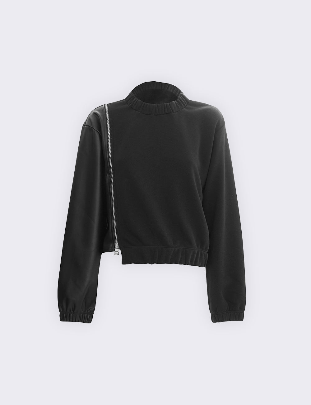 Sweatshirt with leather sleeve