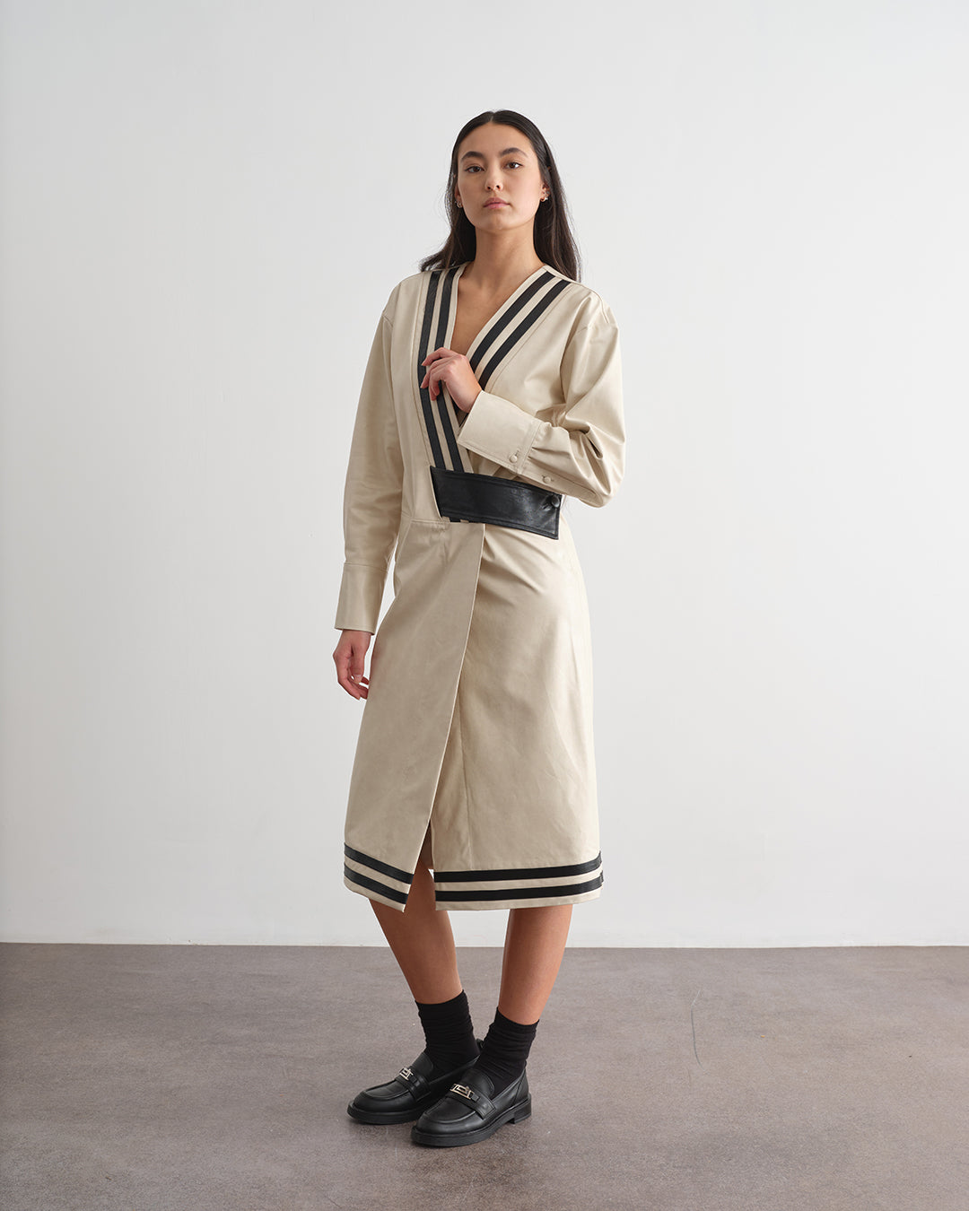 Draped short dress with jewel application